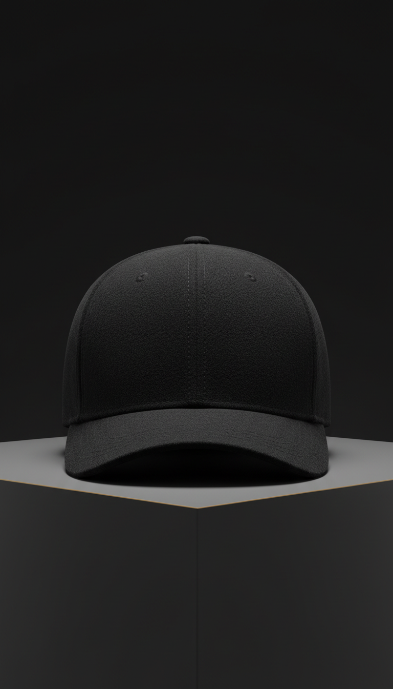 Matte Black Wool Fitted Cap